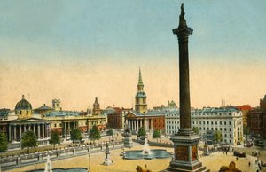 De National Gallery en Nelsons Kolom, Trafalgar Square, Londen, ca. 1910 door Unbekannt