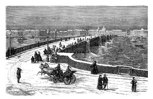 De Nicolai Brug over de rivier de Neva, St. Petersburg, Rusland