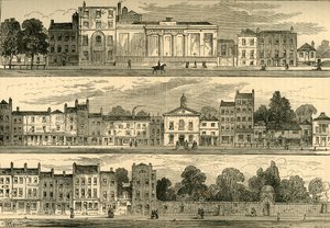 De noordkant van Knightsbridge in 1820, van de Cannon Brewery tot Hyde Park Corner, ca. 1876
