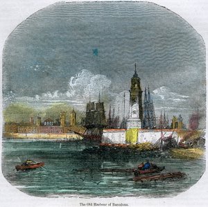 De Oude Haven van Barcelona, Catalonië, Spanje, ca. 1880 door Unbekannt