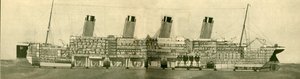 De Olympic 46.439 ton getoond in doorsnede, ca. 1930