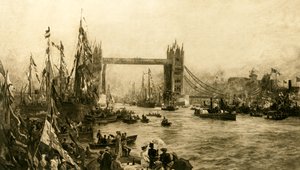 De openingsceremonie van de Tower Bridge, ca. 1894 door Unbekannt