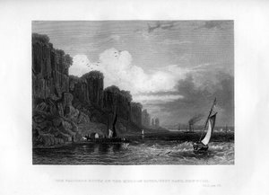 De Palisade Rocks aan de Hudson River, West Bank, New York, 1855 door Unbekannt