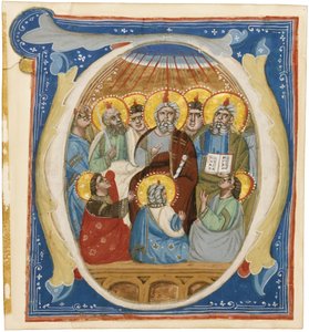Pinksteren. Initiaal O uit een Antifonarium, ca 1320