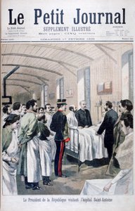 De President van de Republiek, Felix Faure, bezoekt het Saint-Antoine Ziekenhuis, Parijs, 1895