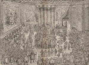 De Vorstelijke Maaltijd, uit een serie die de bruiloft van Wolfgang afbeeldt, 1614 door Unbekannt