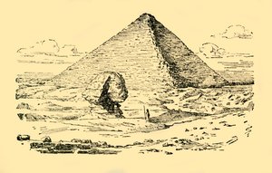 De piramidegraf van koning Khufu en de Grote Sfinx van Gizeh, Egypte, ca. 1930 door Unbekannt