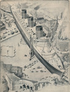 De Queen Mary in relatie tot Trafalgar Square, Londen, 1936 door Unbekannt