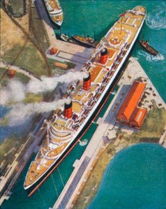 De Queen Mary in Southampton door Unbekannt