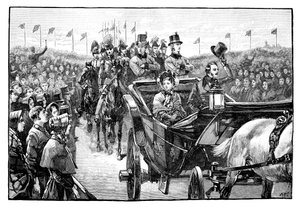 De aankomst van de koningin in Peel Park bij Manchester, 1851 door Unbekannt