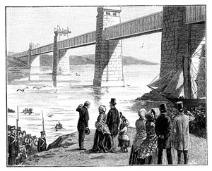Het Bezoek van de Koningin aan de Britannia Buisbrug, Wales, c1888