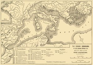 De Romeinse heerschappij in de tweede eeuw v.Chr. met de data van de belangrijkste veroveringen, 1890