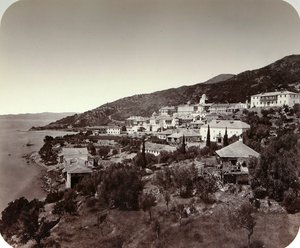 Het Rossikon St Panteleimon Klooster op de Berg Athos, Griekenland, 1860s door Unbekannt