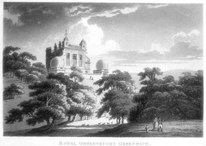 Het Koninklijk Greenwich Observatorium, Flamsteed House, Greenwich Park, Londen, ca. 1820
