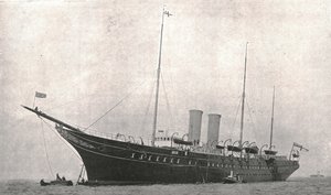 Het koninklijk jacht verlaat Cowes, Isle of Wight, 6 augustus 1902