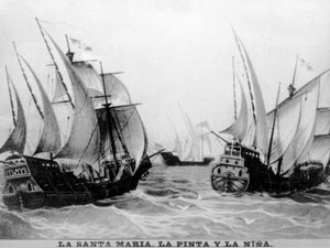 De Santa Maria, de Pinta en de Nina, 15e eeuw door Unbekannt