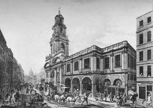 De tweede Royal Exchange, Zuidfront, in 1788