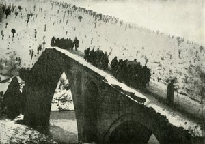 De generale staf van het Servische leger op hun terugtocht door Albanië