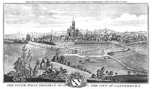 Het zuidwestelijke uitzicht op de stad Canterbury door Unbekannt