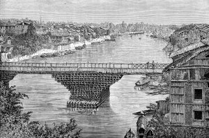 De Srinagar-brug over de rivier Jhelum, Pakistan, 1895 door Unbekannt