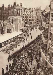 De staatskoets verlaat Westminster Abbey na de kroning van koning George VI, 1937 door Unbekannt