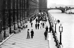 Het terras, afternoon tea, Palace of Westminster, Londen, ca. 1905