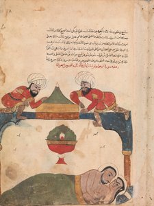 De dieven op het dak wekken de koopman, Folio van een Kalila wa Dimna, 18e eeuw