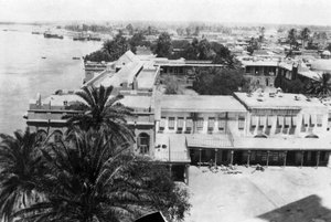 De Tigris-rivier, vanaf het 31e Britse algemene ziekenhuis, Bagdad, Mesopotamië, Eerste Wereldoorlog door Unbekannt