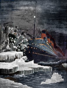 De Titanic botst tegen een ijsberg, 1912 door Unbekannt
