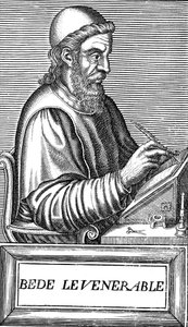 De eerbiedwaardige Beda ca. 673-735, Angelsaksische theoloog, geleerde en historicus, ca. 1584 door Unbekannt