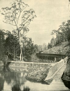 De stuw en fluming, Kirks Reservoir, 1901 door Unbekannt