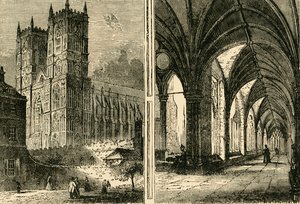 De westelijke torens en kloosters van Westminster Abbey door Unbekannt