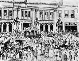 De aankomst van het eerste Engelse cricketteam in Australië, 1861 door Unbekannt