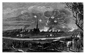 Het bombardement van Straatsburg, Frankrijk, 1875