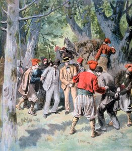 De gevangenneming van twee Franse reizigers door bandieten in Sardinië, 1894 door Unbekannt