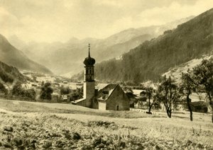 De kerk van Sankt Nikolaus in Gortipohl, Oostenrijk, ca. 1935 door Unbekannt
