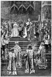 De kroning van keizer Alexander III en keizerin Maria Fjodorovna, 1883 laat 19e eeuw door Unbekannt