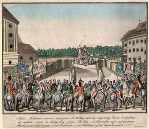 De kroning van keizer Leopold II als koning van Hongarije in Pressburg op 15 november 1790, 1790 door Unbekannt