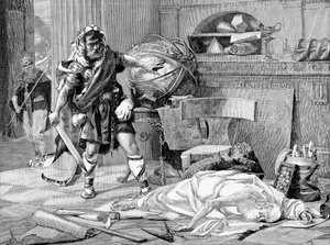 De dood van Archimedes bij de verovering van Syracuse door de Romeinen, 212 v.Chr., eind 19e eeuw door Unbekannt