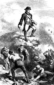 De verdediging van Breeds Hill, Prescott in de verschansing, 1775 c1880 door Unbekannt