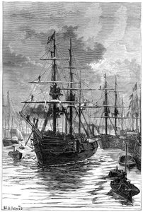 Het Vertrek van Albert en Discovery uit Portsmouth door Unbekannt