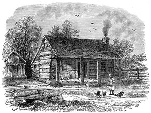 Het vroege huis van Abraham Lincoln, Gentryville, Indiana, 19e eeuw