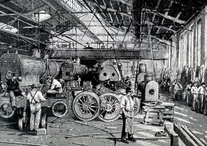 De montagewerkplaats van de Baldwin Locomotive Works door Unbekannt