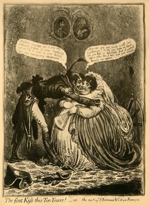 De eerste kus in tien jaar! - of - de ontmoeting van Britannia & Burger François, 1803, 1921 door Unbekannt