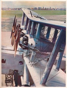 De vier Bristol Jupiter-motoren van de Imperial Airways-liner Scylla, ca. 1936-1937
