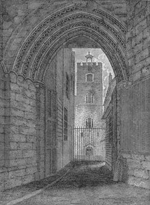 De poort van St. Bartholomews Priory, West Smithfield, City of London, ca. 1850 1906
