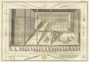 De audiëntiezaal van de Nederlandse Ambassadeurs. Uit De Geschiedenis van Japan door Engelbert Kaempfer, 17e eeuw door Unbekannt