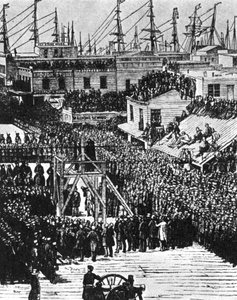 De ophanging van Hetherington en Brace, San Francisco, 29 juli 1856 door Unbekannt