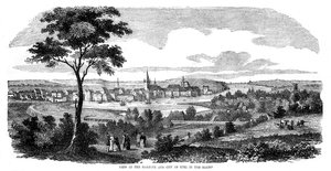 De haven en stad van Kiel, Noord-Duitsland, 1855