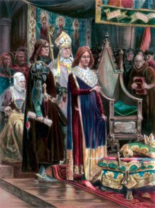 De investituur van Edward III met het Pallium, Westminster, Maria-Lichtmis, 1327, 1902 door Unbekannt